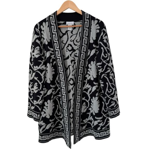 Soft Surroundings Mohair Wool Blend Bistro Floral Open Front Duster Cardigan PL - Picture 2 of 9